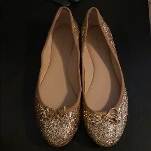 Gold glitter ballet flats